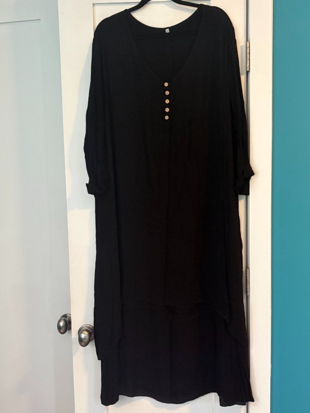Long Sleeve V Neck Casual Irregular Hem Maxi Dress size 3XL - Picture 3 of 13